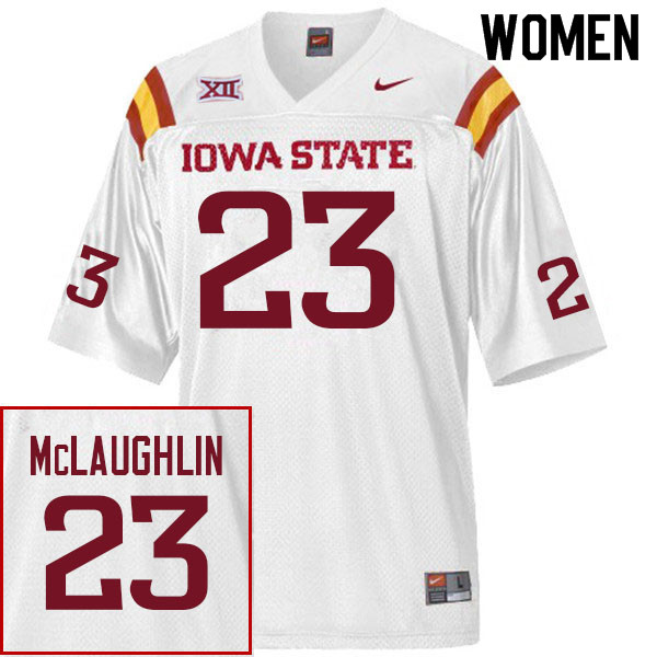 Women #23 Will McLaughlin Iowa State Cyclones College Football Jerseys Sale-White - Click Image to Close